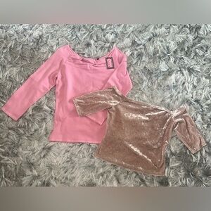 Pink & cream velvet off the shoulder top